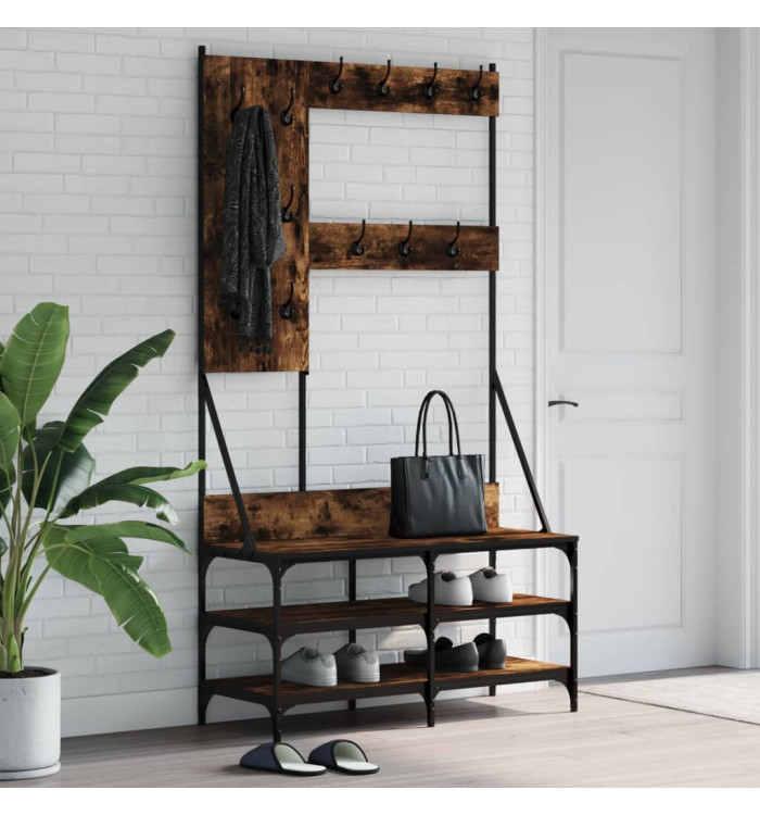 Porte-vêtements et rangement des chaussures chêne fumé | Mobilier & Déco