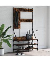 Porte-vêtements et rangement des chaussures chêne fumé | Mobilier & Déco