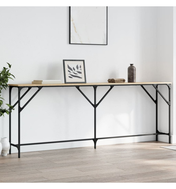 Table console chêne sonoma 200x29x75 cm bois d'ingénierie | Mobilier & Déco