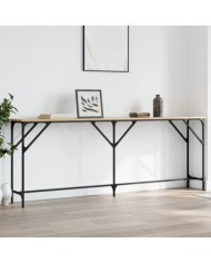 Table console chêne sonoma 200x29x75 cm bois d'ingénierie | Mobilier & Déco