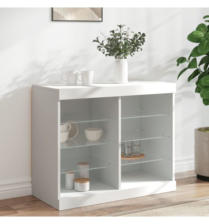 Buffet avec lumières LED blanc 81x37x67 cm | Mobilier & Déco