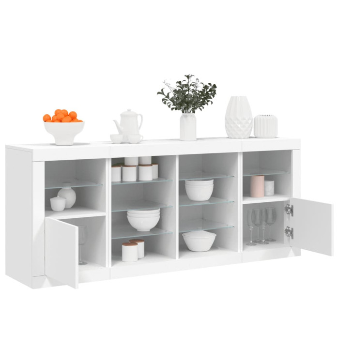 Buffet avec lumières LED blanc 163x37x67 cm | Mobilier & Déco
