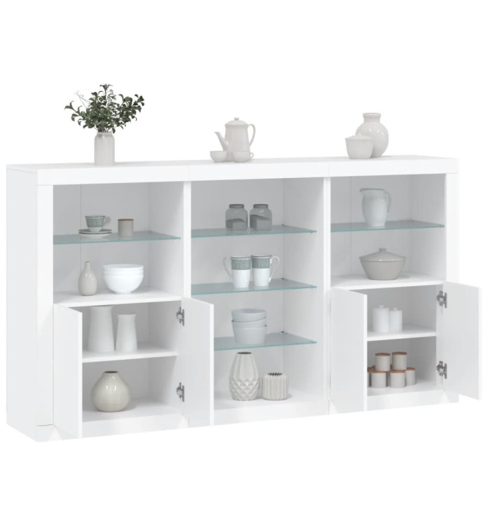 Buffet avec lumières LED blanc 181,5x37x100 cm | Mobilier & Déco
