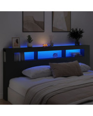 Tête de lit à LED noir 220x18,5x103,5 cm bois d'ingénierie | Mobilier & Déco
