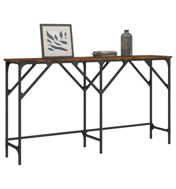 Table console chêne fumé 140x29x75 cm bois d'ingénierie | Mobilier & Déco