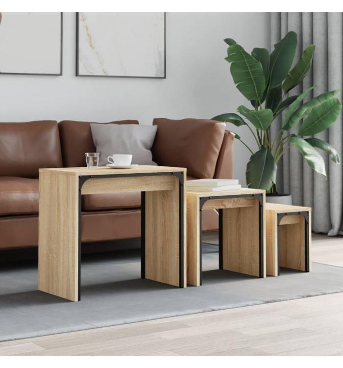 Tables basses gigognes 3 pcs chêne sonoma bois d'ingénierie | Mobilier & Déco