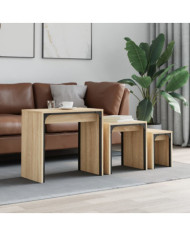 Tables basses gigognes 3 pcs chêne sonoma bois d'ingénierie | Mobilier & Déco