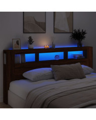 Tête de lit à LED chêne marron 220x18,5x103,5cm bois ingénierie | Mobilier & Déco
