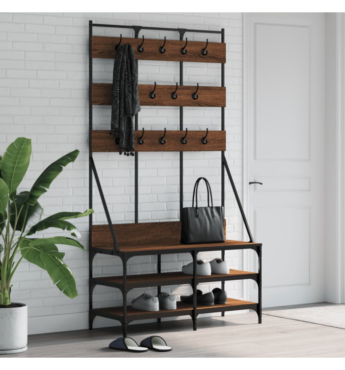 Porte-vêtements et rangement des chaussures chêne marron | Mobilier & Déco