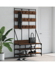 Porte-vêtements et rangement des chaussures chêne marron | Mobilier & Déco