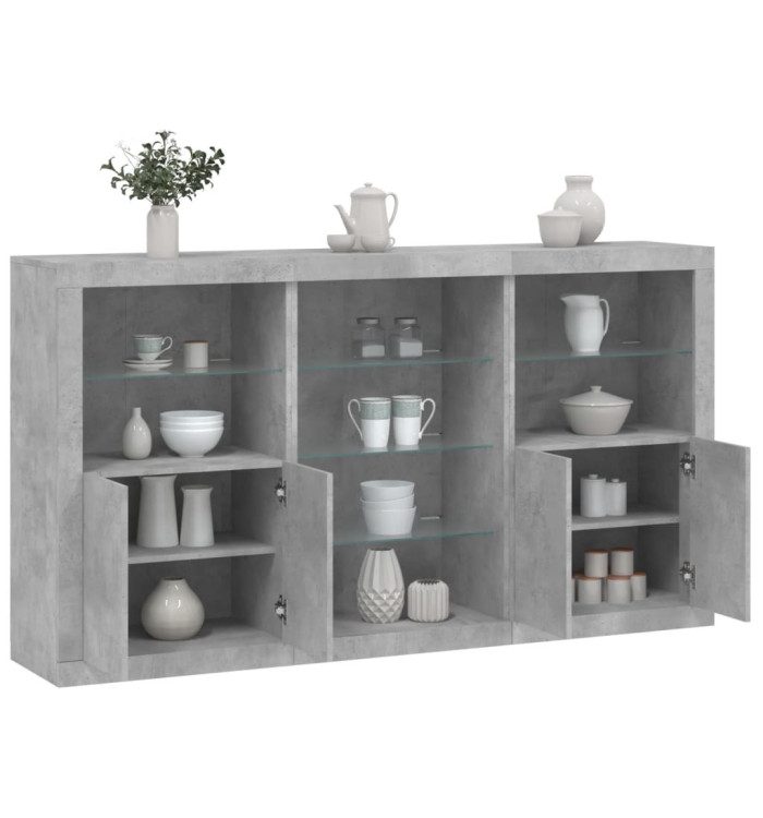 Buffet avec lumières LED gris béton 181,5x37x100 cm | Mobilier & Déco