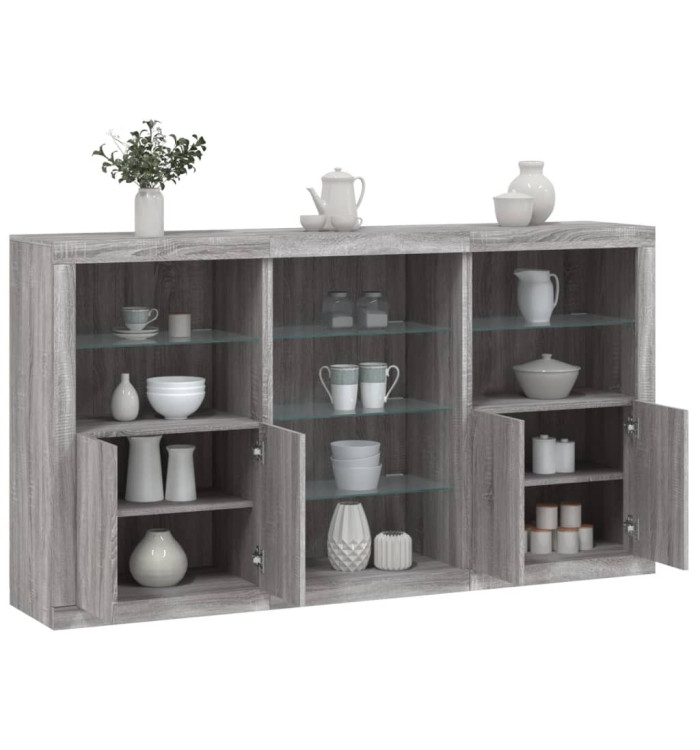 Buffet avec lumières LED sonoma gris 181,5x37x100 cm | Mobilier & Déco