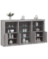 Buffet avec lumières LED sonoma gris 181,5x37x100 cm | Mobilier & Déco