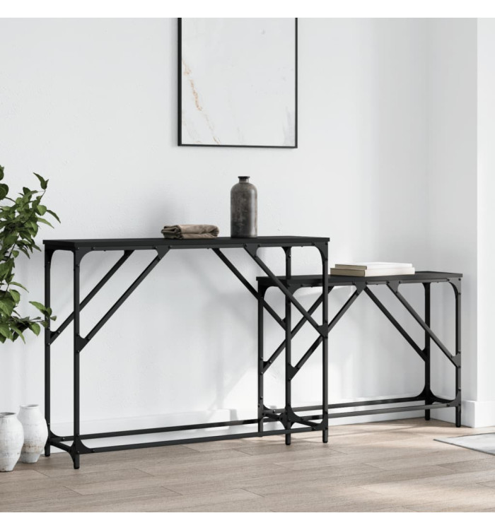 Tables console gigognes 2 pcs noir bois d'ingénierie | Mobilier & Déco