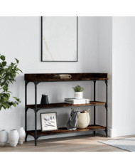 Table console avec étagères chêne fumé 100x30x80 cm | Mobilier & Déco