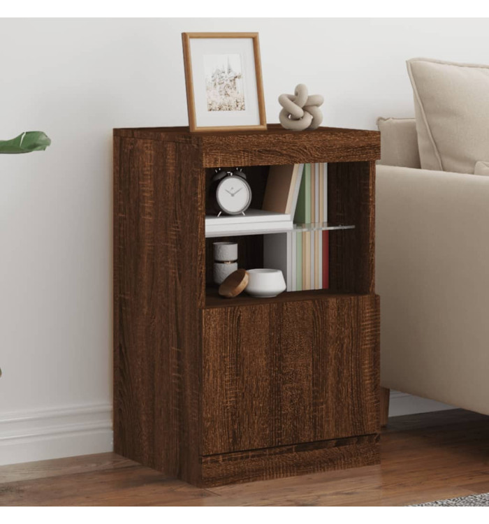Buffet avec lumières LED chêne marron 41x37x67 cm | Mobilier & Déco