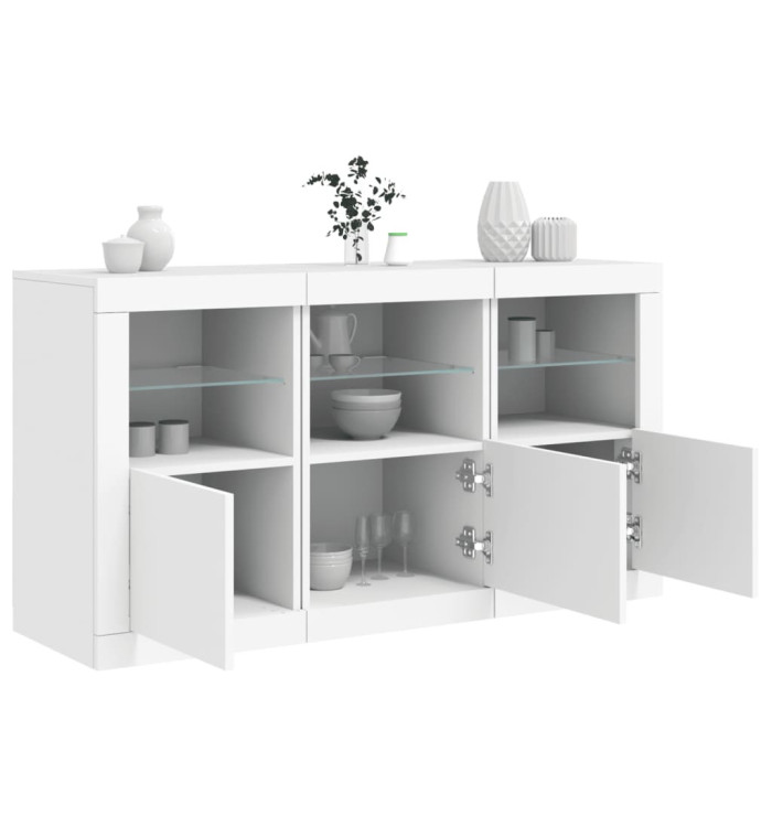 Buffet avec lumières LED blanc 123x37x67 cm | Mobilier & Déco