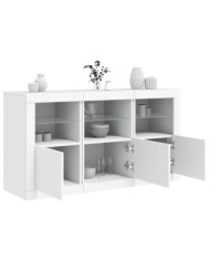 Buffet avec lumières LED blanc 123x37x67 cm | Mobilier & Déco