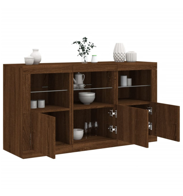 Buffet avec lumières LED chêne marron 123x37x67 cm | Mobilier & Déco