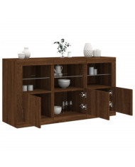 Buffet avec lumières LED chêne marron 123x37x67 cm | Mobilier & Déco