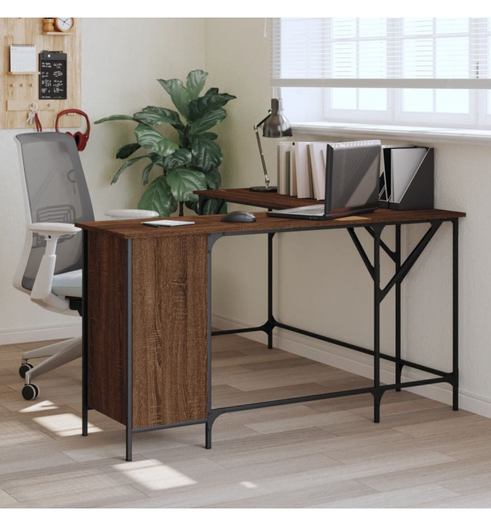 Bureau chêne marron 141x141x75 cm bois d'ingénierie | Mobilier & Déco