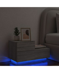 Table de chevet avec lumières LED sonoma gris 70x36x40,5 cm | Mobilier & Déco