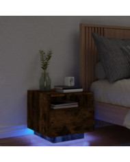 Table de chevet avec lumières LED chêne fumé 40x39x37 cm | Mobilier & Déco