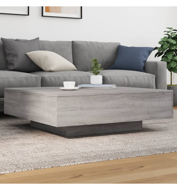 Table basse avec lumières LED sonoma gris 100x100x31 cm | Mobilier & Déco