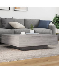 Table basse avec lumières LED sonoma gris 100x100x31 cm | Mobilier & Déco