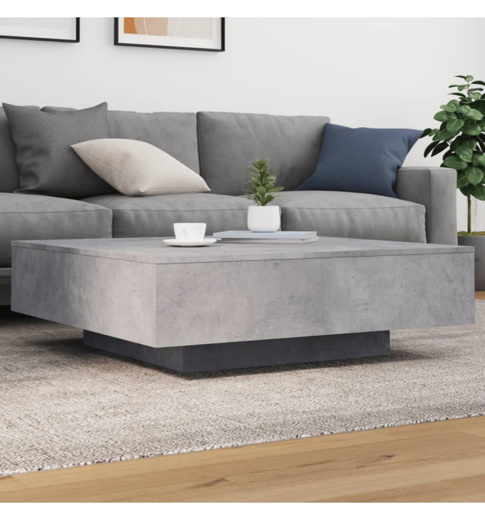 Table basse avec lumières LED gris béton 100x100x31 cm | Mobilier & Déco