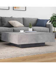 Table basse avec lumières LED gris béton 100x100x31 cm | Mobilier & Déco
