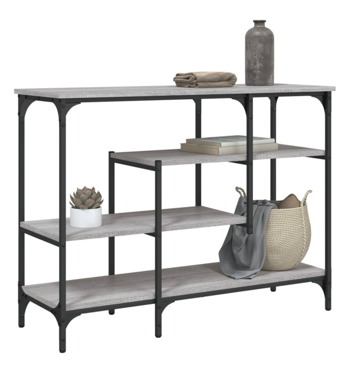 Table console avec étagères sonoma gris 100x35x75 cm | Mobilier & Déco
