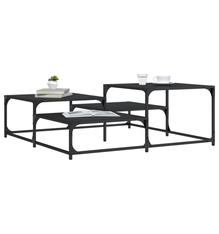 Table basse noir 107x107x40 cm bois d'ingénierie | Mobilier & Déco