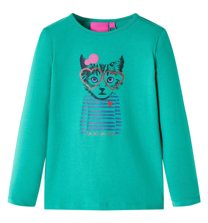 T-shirt pour enfants à manches longues vert vif 116 | Mobilier & Déco