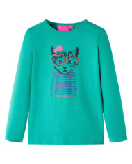 T-shirt pour enfants à manches longues vert vif 116 | Mobilier & Déco