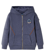 Sweat-shirt à capuche fermeture éclair enfants bleu foncé mélangé 140 | Mobilier & Déco