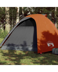 Tente de camping à dôme 4 personnes gris et orange imperméable | Mobilier & Déco