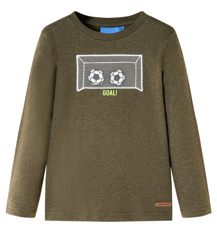 T-shirt enfants manches longues kaki mélangé 104 | Mobilier & Déco
