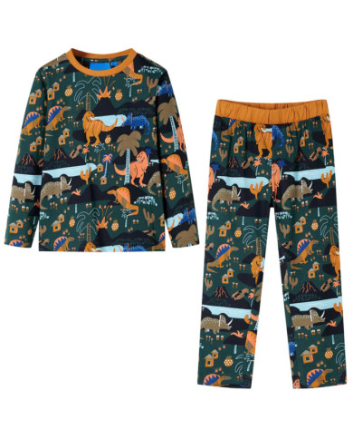 Pyjamas enfants à manches longues vert foncé 140 | Mobilier & Déco