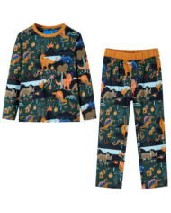 Pyjamas enfants à manches longues vert foncé 140 | Mobilier & Déco