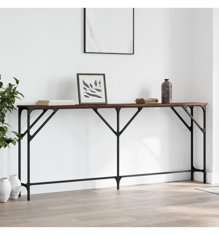 Table console chêne marron 180x23x75 cm bois d'ingénierie | Mobilier & Déco