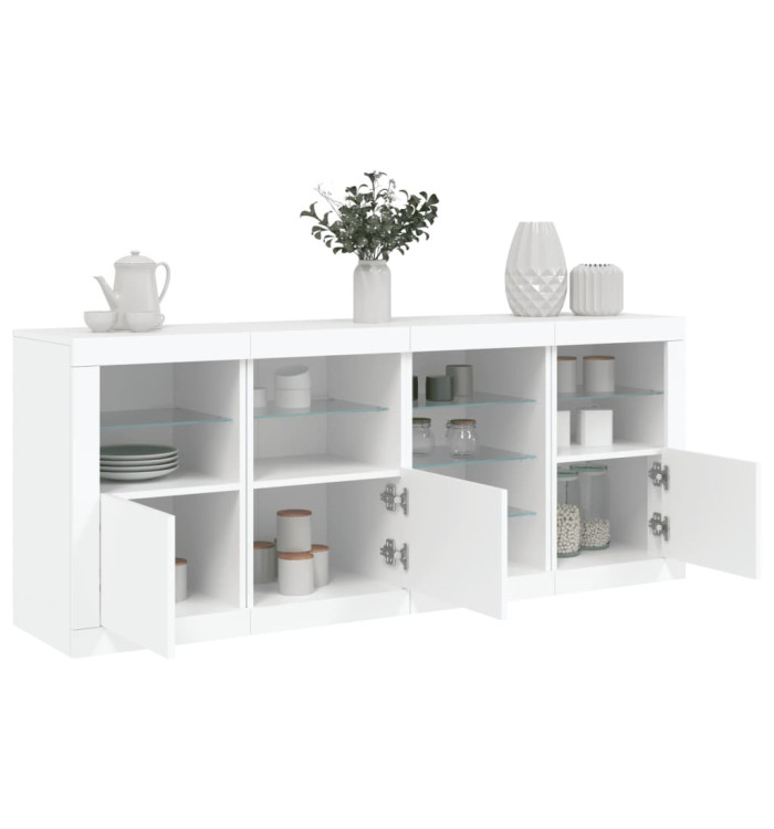 Buffet avec lumières LED blanc 164x37x67 cm | Mobilier & Déco