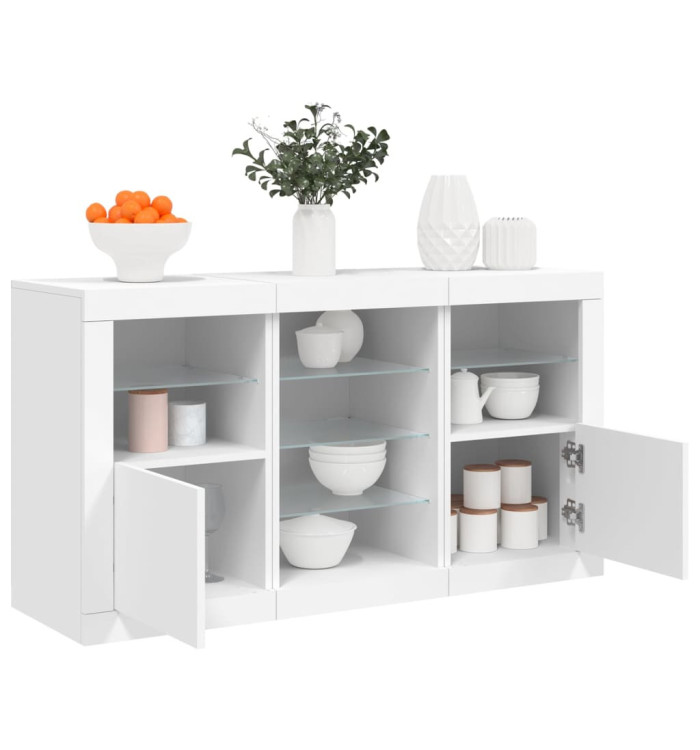 Buffet avec lumières LED blanc 123x37x67 cm | Mobilier & Déco