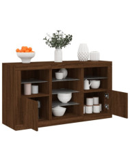 Buffet avec lumières LED chêne marron 123x37x67 cm | Mobilier & Déco