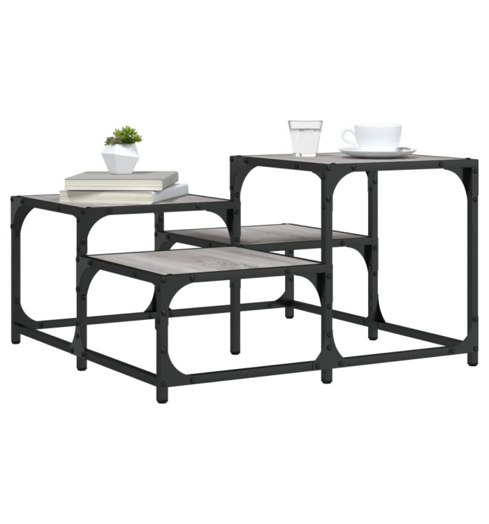 Table basse sonoma gris 68x68x40 cm bois d'ingénierie | Mobilier & Déco
