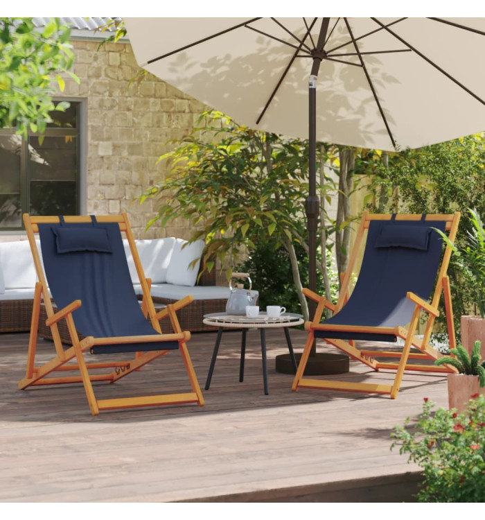 Chaises de plage pliables lot de 2 bleu tissu | Mobilier & Déco