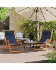 Chaises de plage pliables lot de 2 bleu tissu | Mobilier & Déco