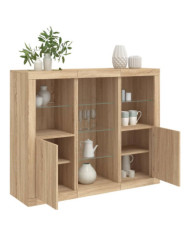 Buffets avec lumières LED 3 pcs chêne sonoma bois d'ingénierie | Mobilier & Déco