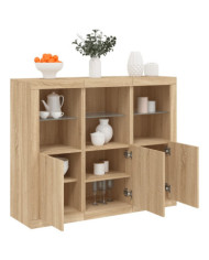 Buffets avec lumières LED 3 pcs chêne sonoma bois d'ingénierie | Mobilier & Déco