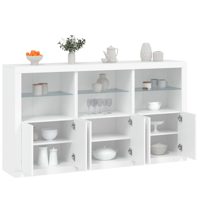 Buffet avec lumières LED blanc 181,5x37x100 cm | Mobilier & Déco